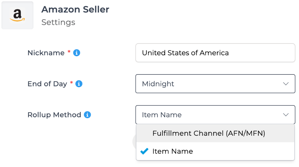 Screenshot showing Rollup Method selection