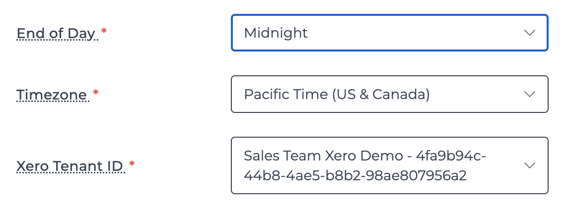 Xero General Settings