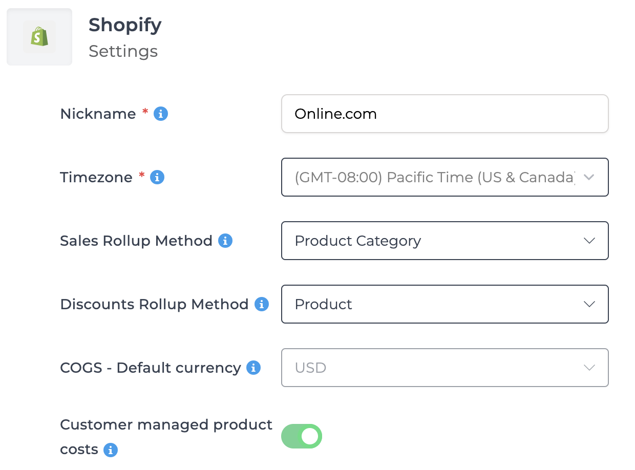 Screenshot showing COGS default currency locked