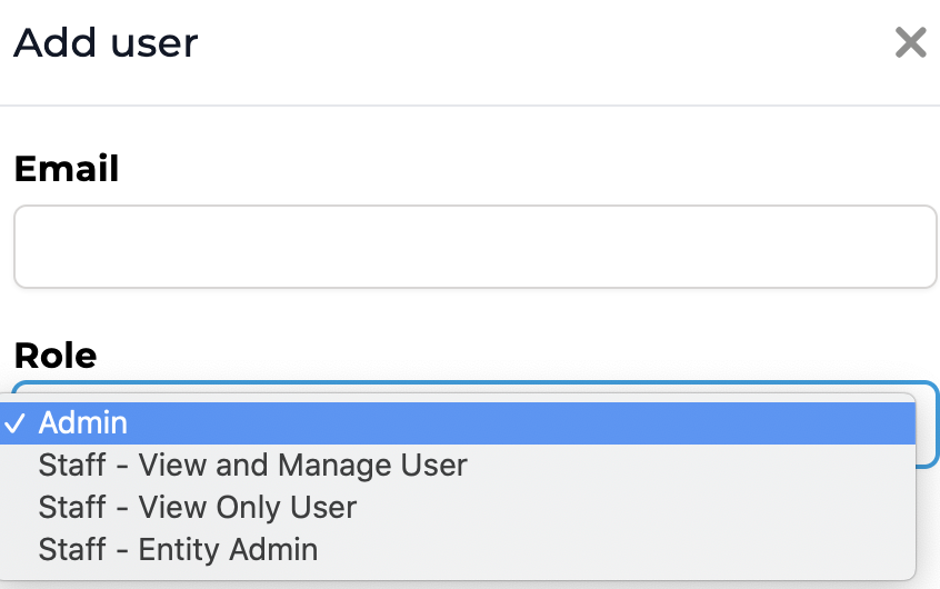 Bookkeep interface showing user role options and permissions