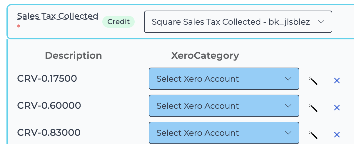 Sales Tax Collected Subcategories