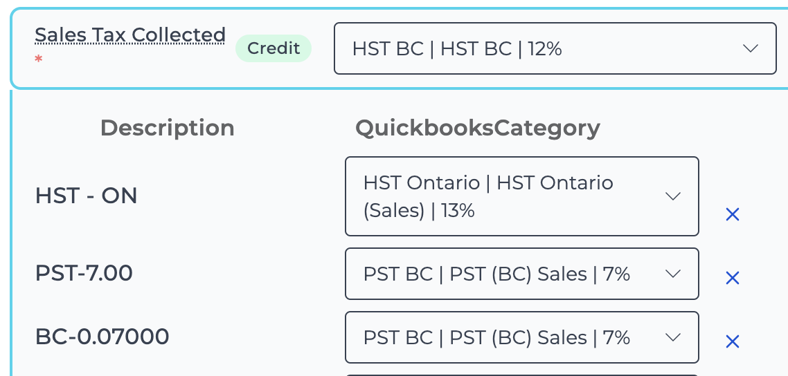 Canadian Sales Tax Required Mapping