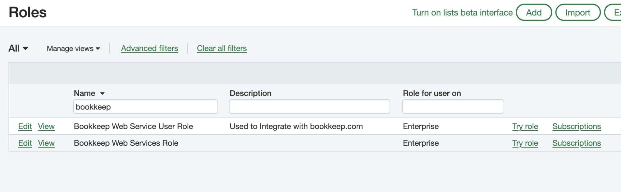 Intacct web services role