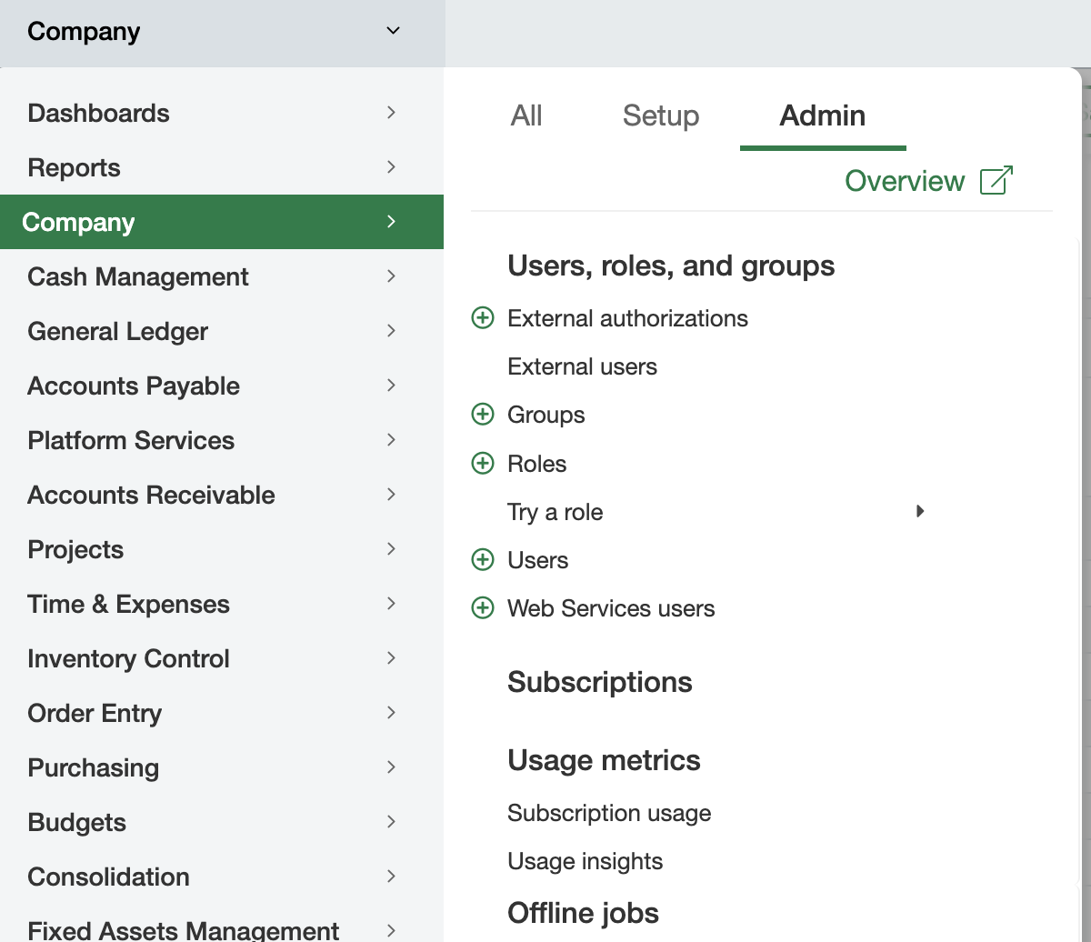 Intacct-Company-Admin-Roles view