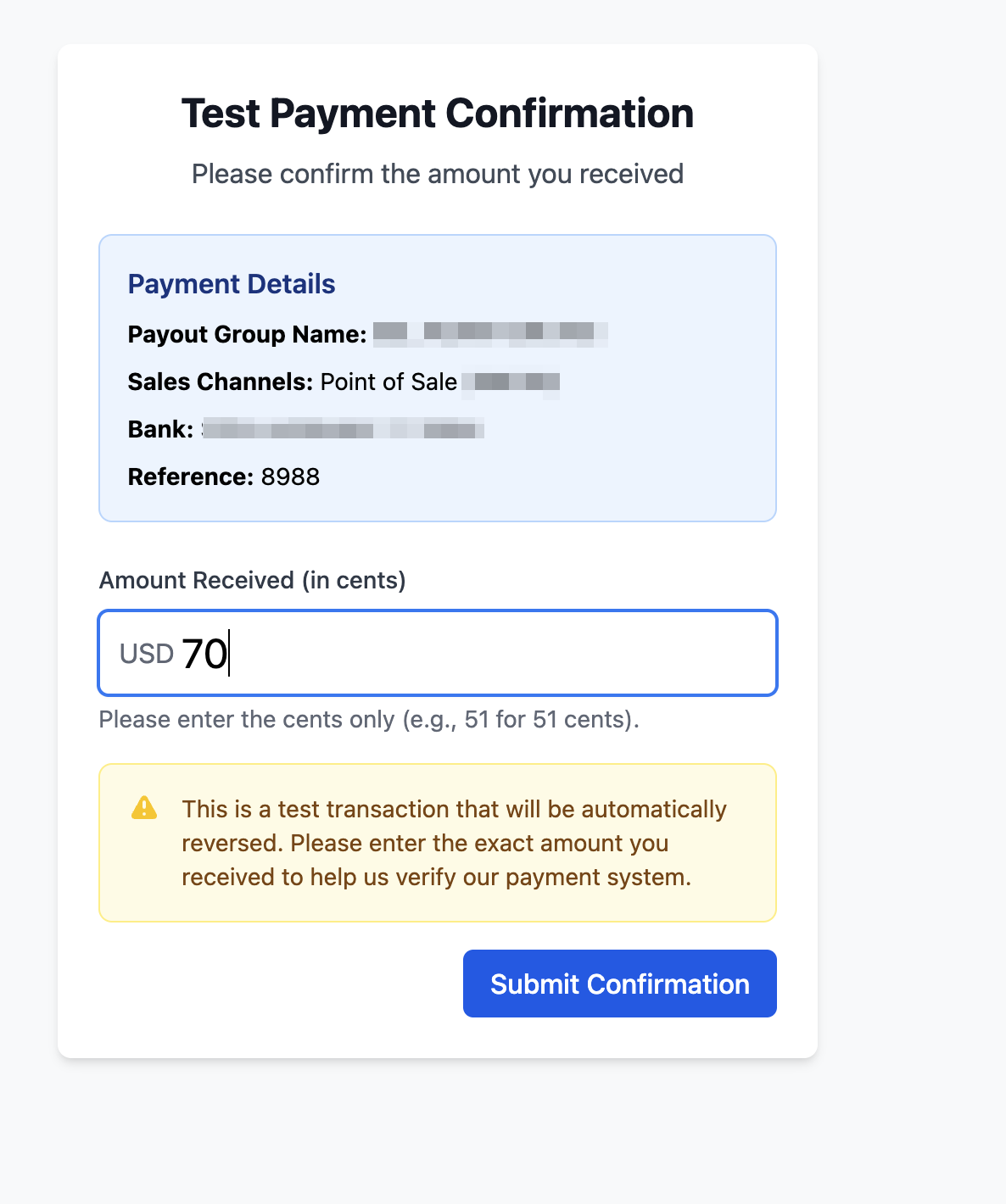 Enter deposit amount