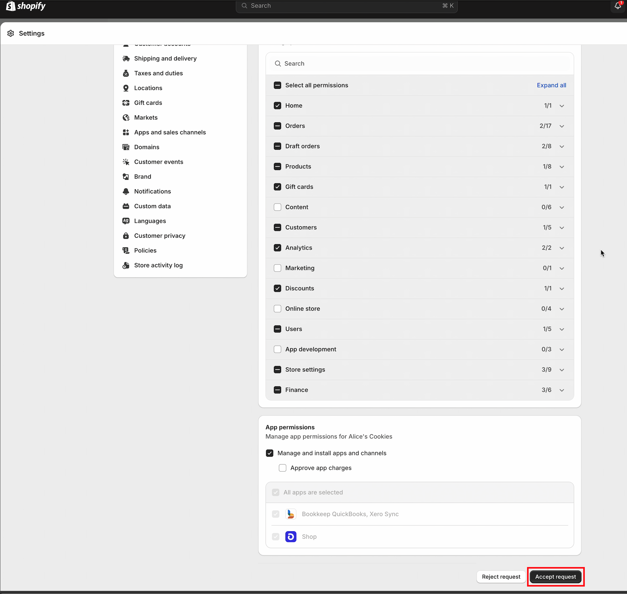 Review permissions and accept collaborator access request