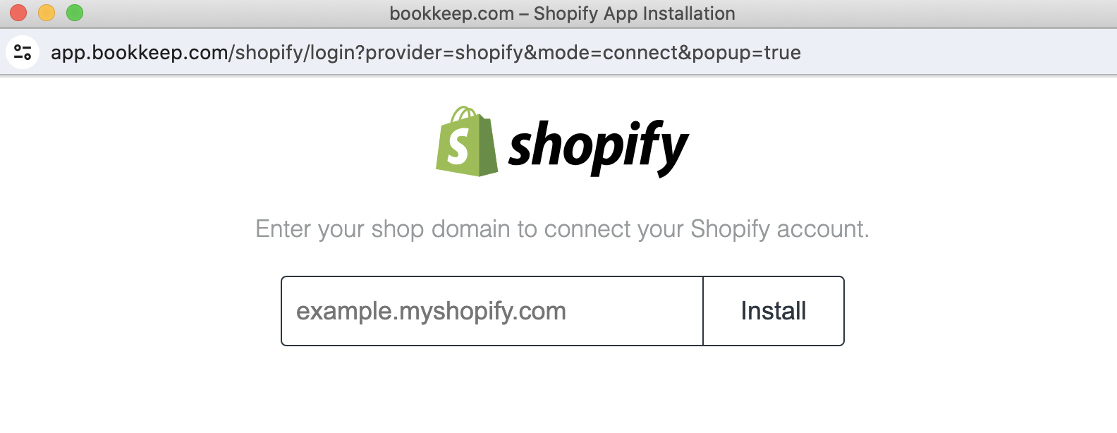 Enter the myshopify domain