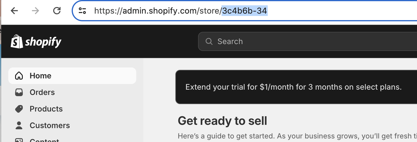 Locate myshopify domain in the URL