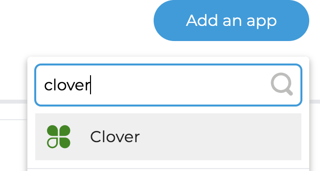 Screenshot showing the search field to find Clover on the Bookkeep Connections page
