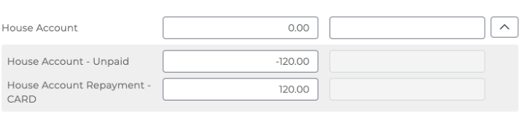 Bookkeep capturing repayments under the House Account line, reducing the accounts receivable