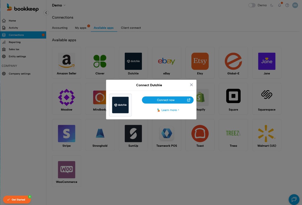Connect Dutchie button