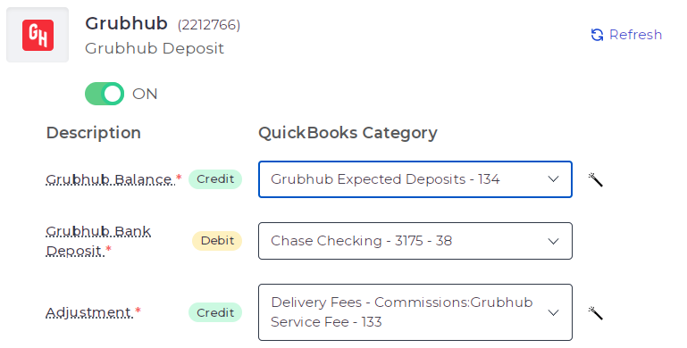 Grubhub mapping configuration