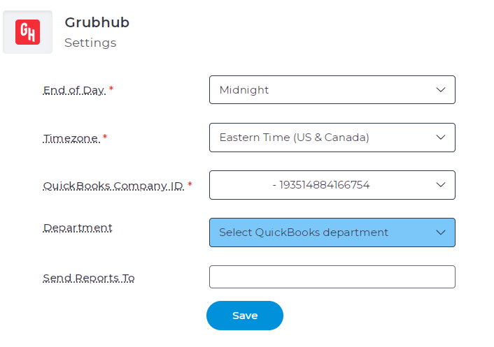 Grubhub time zone configuration