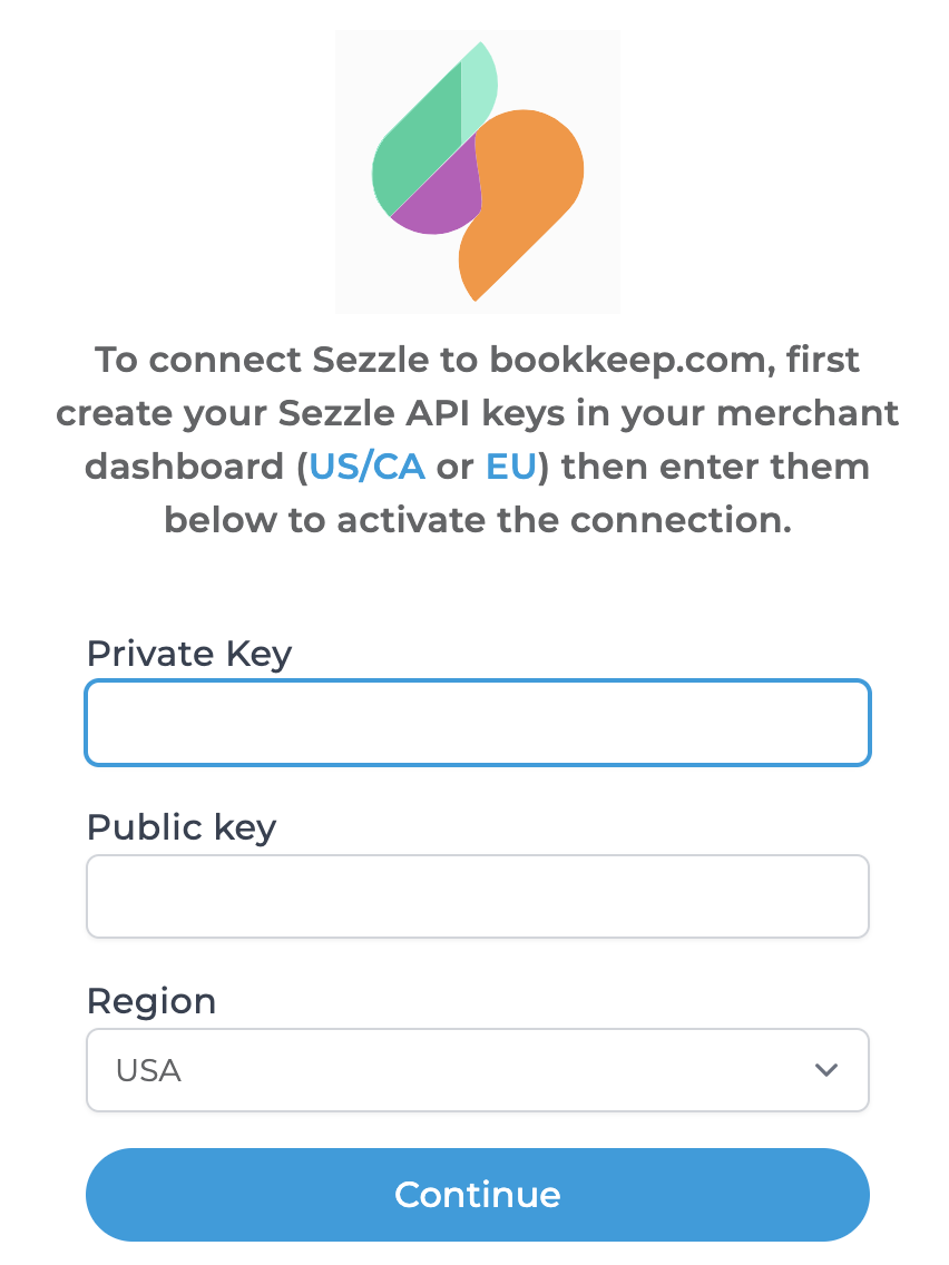 Connect to Sezzle using API keys or invite store owner