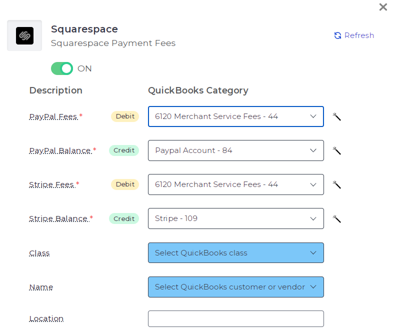 Screenshot showing how to map accounts in Bookkeep