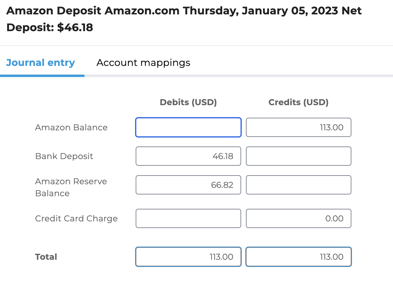 Screenshot showing the change to the reserve balance in Bookkeep&#39;s posting