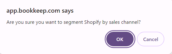 Confirmation dialogue asking the user to confirm they would like to segment by channel