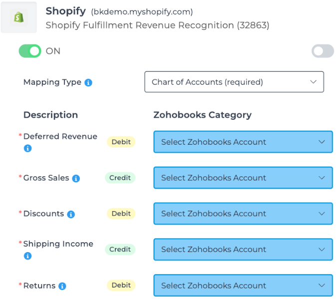 Example Fulfillment Revenue Recognition Journal Entry mapping