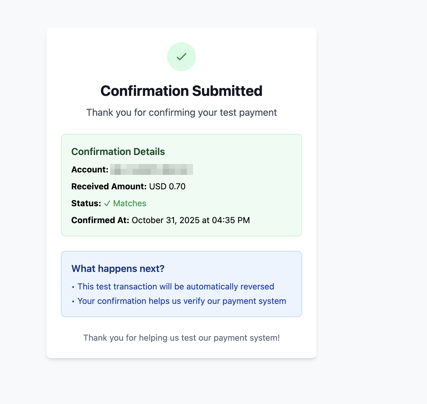 Verification success