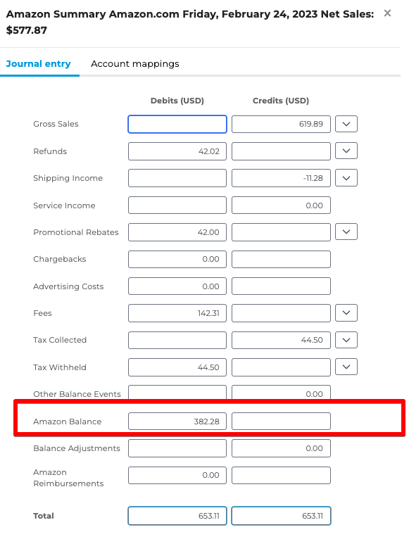 Amazon balance mapping